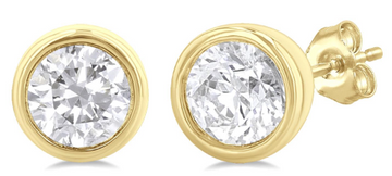 10K Yellow Gold Bezel Set Round Cut Diamond Studs, 0.20 Carat TW